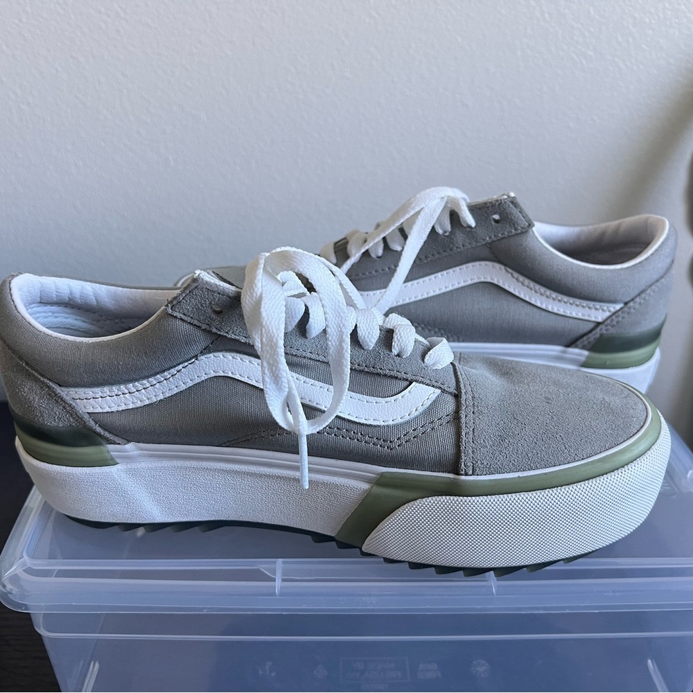Vans FU Old Skool Stacked Sneakers, Size 8, Drizzle/True White - Like New